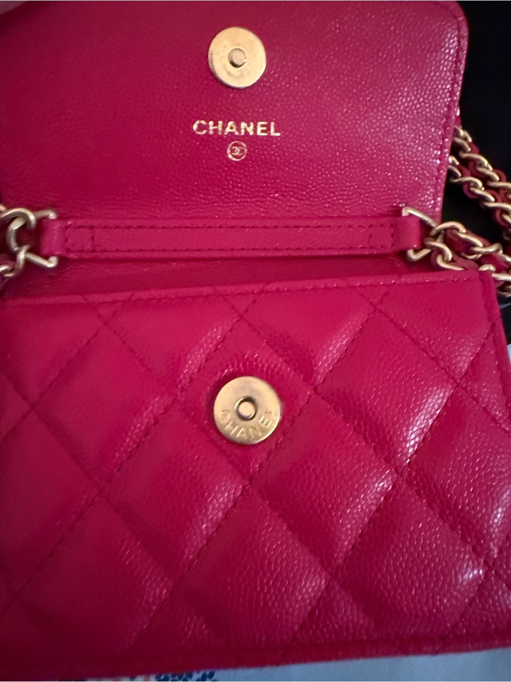 CHANEL Hot Pink Quilted Caviar Micro Mini Flap Bag with Gold Chain - Picture 2 of 9